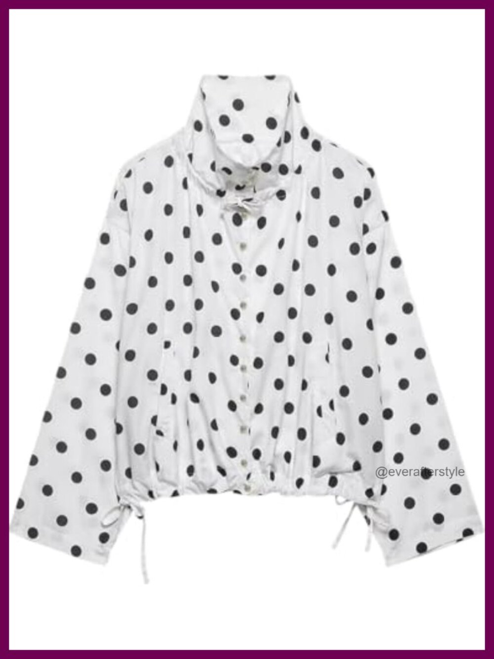 Womens Lightweight Polka Dot Cropped Funnel Neck Casual Jacket